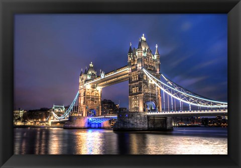 Framed Tower Bridge at Night Print