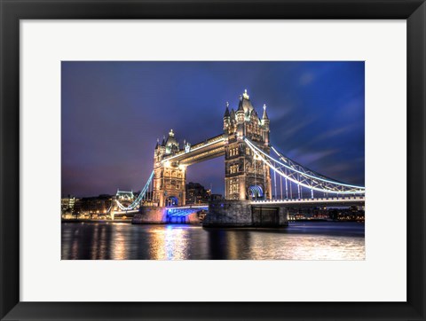 Framed Tower Bridge at Night Print