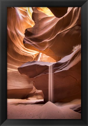 Framed Sand Pours Through Antelope Canyon Print