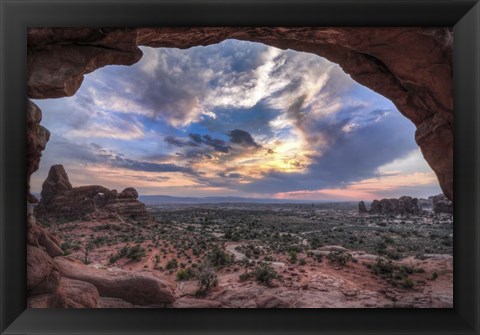 Framed Sunset Through Window Arch Print