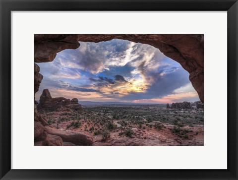 Framed Sunset Through Window Arch Print