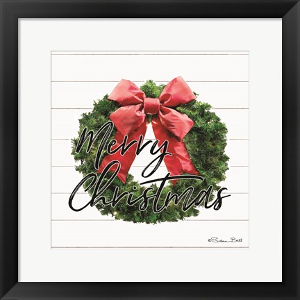 Framed Merry Christmas Wreath Print