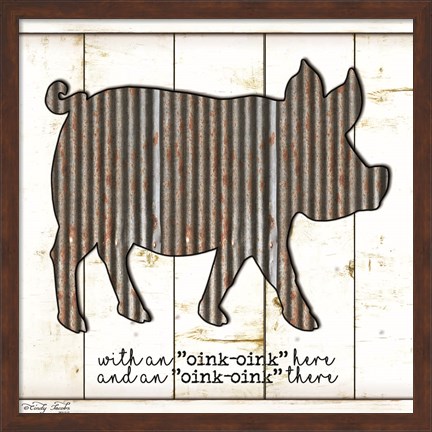 Framed Metal Pig Print