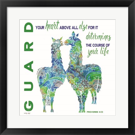 Framed Guard Your Heart Llamas Print