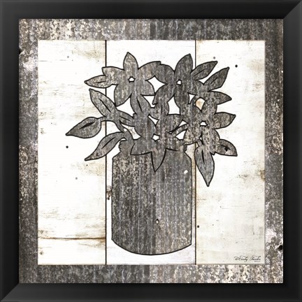 Framed Galvanized Floral Print