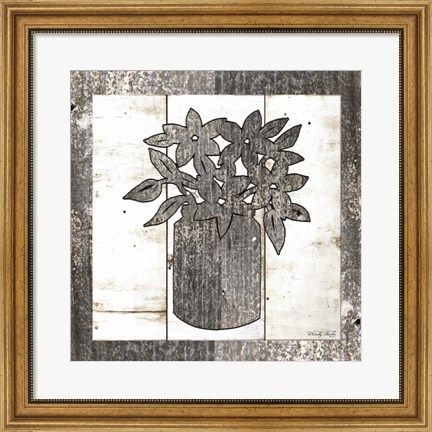 Framed Galvanized Floral Print