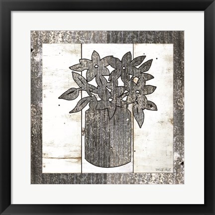 Framed Galvanized Floral Print