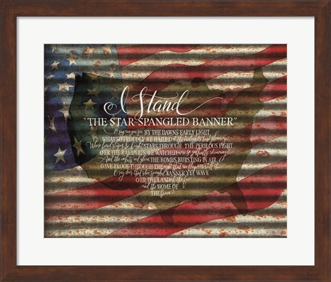 Framed I Stand American Flag on Metal Print