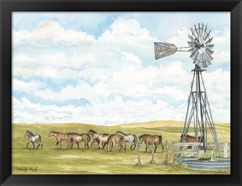 Framed Pasture Horses Print