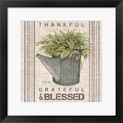 Framed Galvanized Watering Can Blessed Print