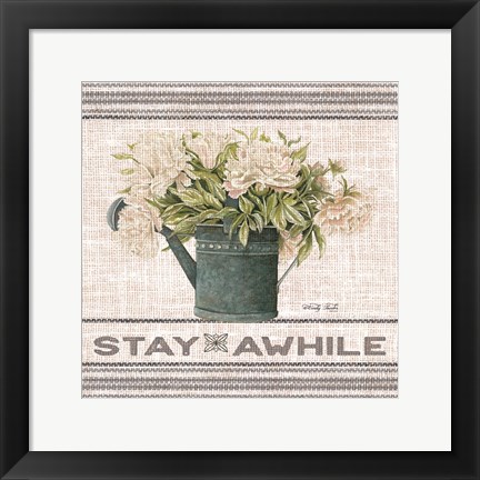 Framed Galvanized Peonies Stay Awhile Print