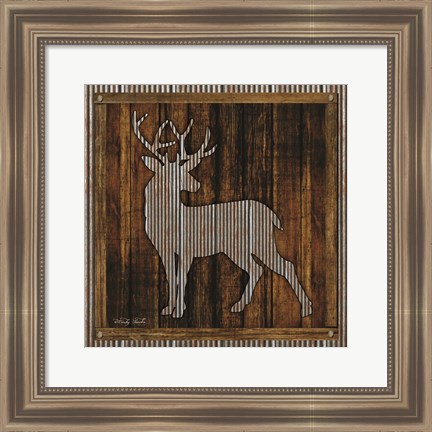 Framed Deer Silhouette I Print