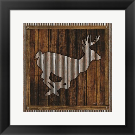 Framed Deer Running I Print