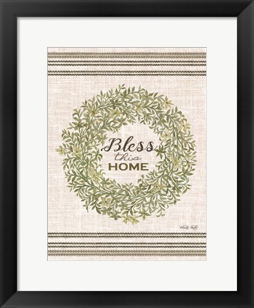 Framed Bless This Home Wreath Print