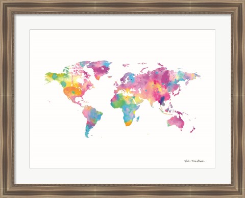 Framed Watercolor World Print