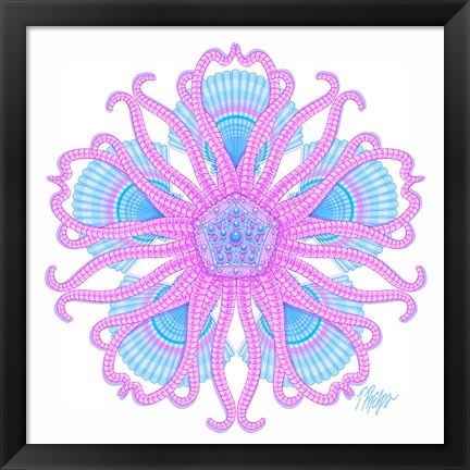 Framed Brittle Star Scallop Mandala Print