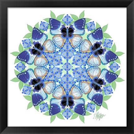 Framed Lilac Hairstreak Butterfly Mandala Print