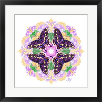 Framed Pink Petal Swallowtail Mandala Print