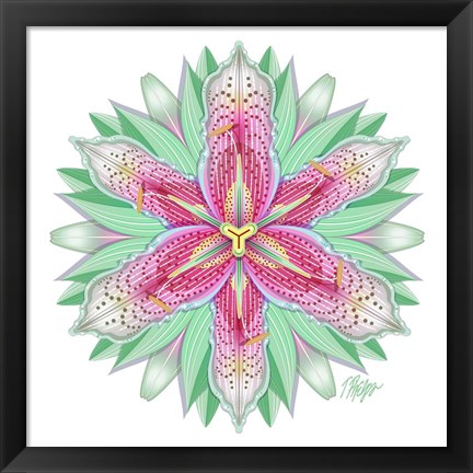 Framed Pink Tiger Lily Mandala Print