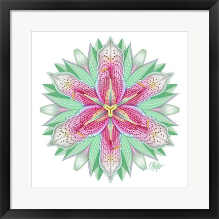 Framed Pink Tiger Lily Mandala Print