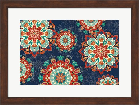 Framed Folk Floral VIII Dark Print