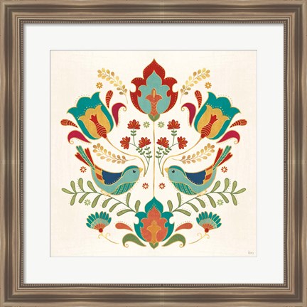 Framed Folk Floral III Print