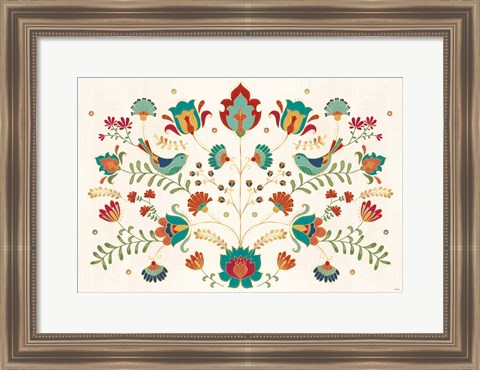 Framed Folk Floral I Print