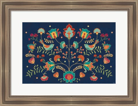 Framed Folk Floral I Dark Print