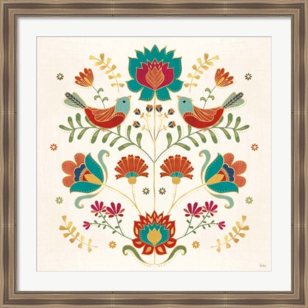 Framed Folk Floral II Print