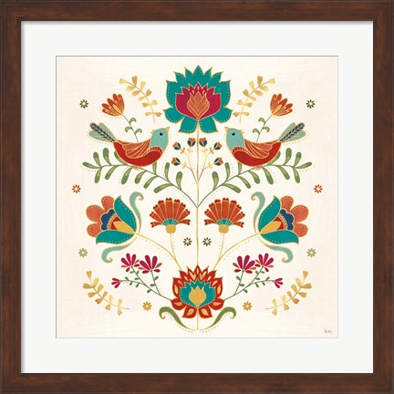 Framed Folk Floral II Print