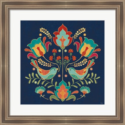 Framed Folk Floral III Dark Print