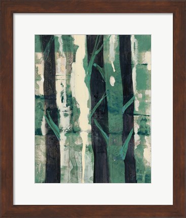 Framed Deep Woods I Emerald Crop Print