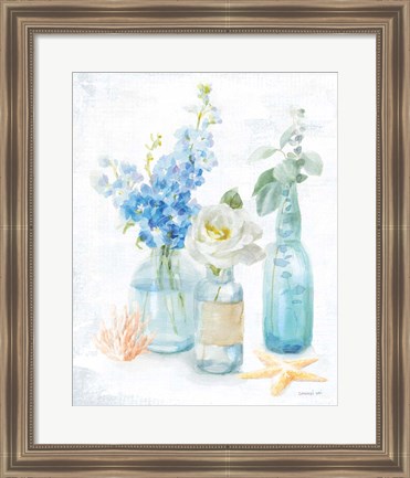 Framed Beach Cottage Florals II Print