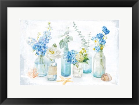 Framed Beach Cottage Florals I Print