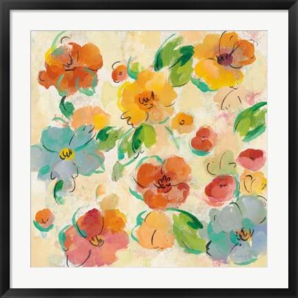 Framed Playful Floral Trio III Print