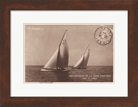 Framed Vintage Sailing I Sepia Print