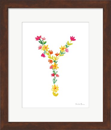 Framed Floral Alphabet Letter XXV Print