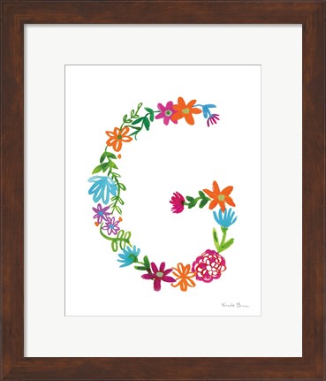 Framed Floral Alphabet Letter VII Print