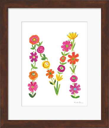 Framed Floral Alphabet Letter XIII Print