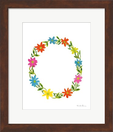 Framed Floral Alphabet Letter XV Print