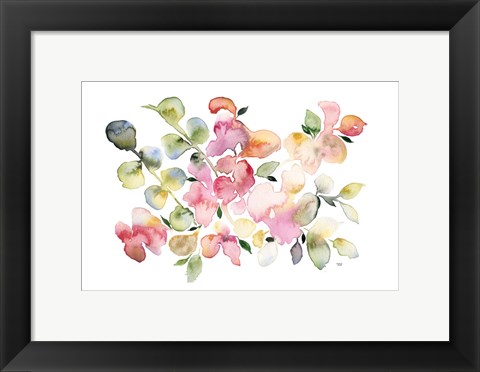 Framed Shades of Pink Watercolor Floral Print