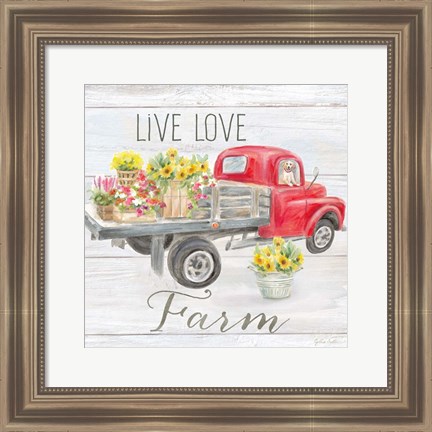 Framed Vintage Truck Sentiment I (red) Print