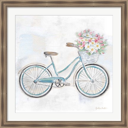 Framed Vintage Bike With Flower Basket I Print