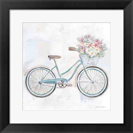 Framed Vintage Bike With Flower Basket I Print