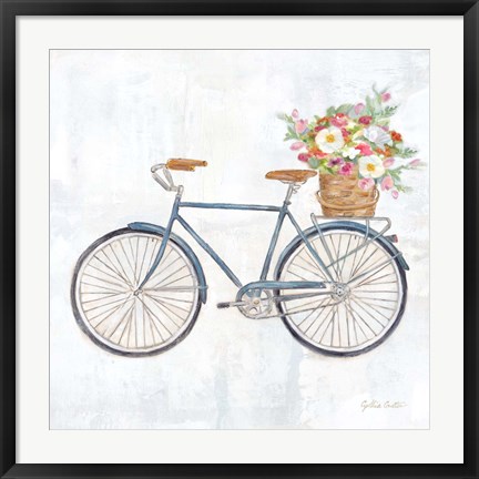 Framed Vintage Bike With Flower Basket II Print