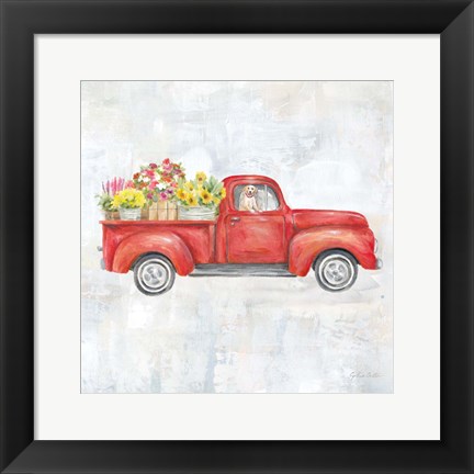 Framed Vintage Red Truck Print