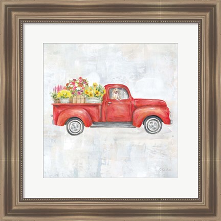 Framed Vintage Red Truck Print