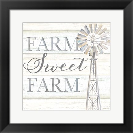 Framed Windmill Farm Sweet Farm Sentiment Print