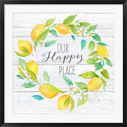 Framed Our Happy Place Lemon Wreath Print