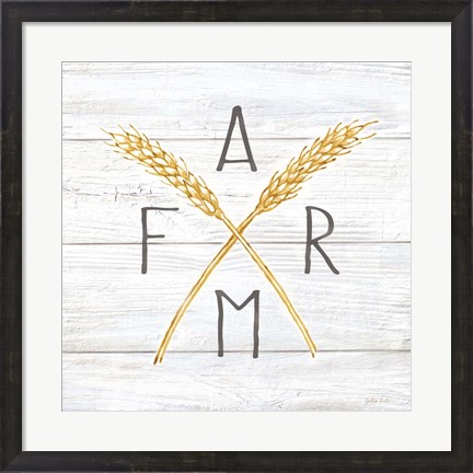 Framed Farmhouse Stamp Wheat Print